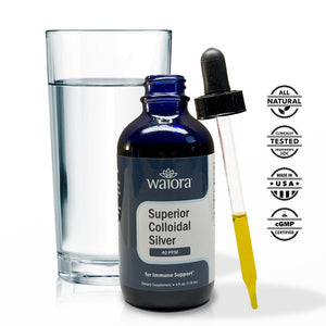 Waopra Superior Colloidal Silber - 40PPM, Glass Bottle with Dropper