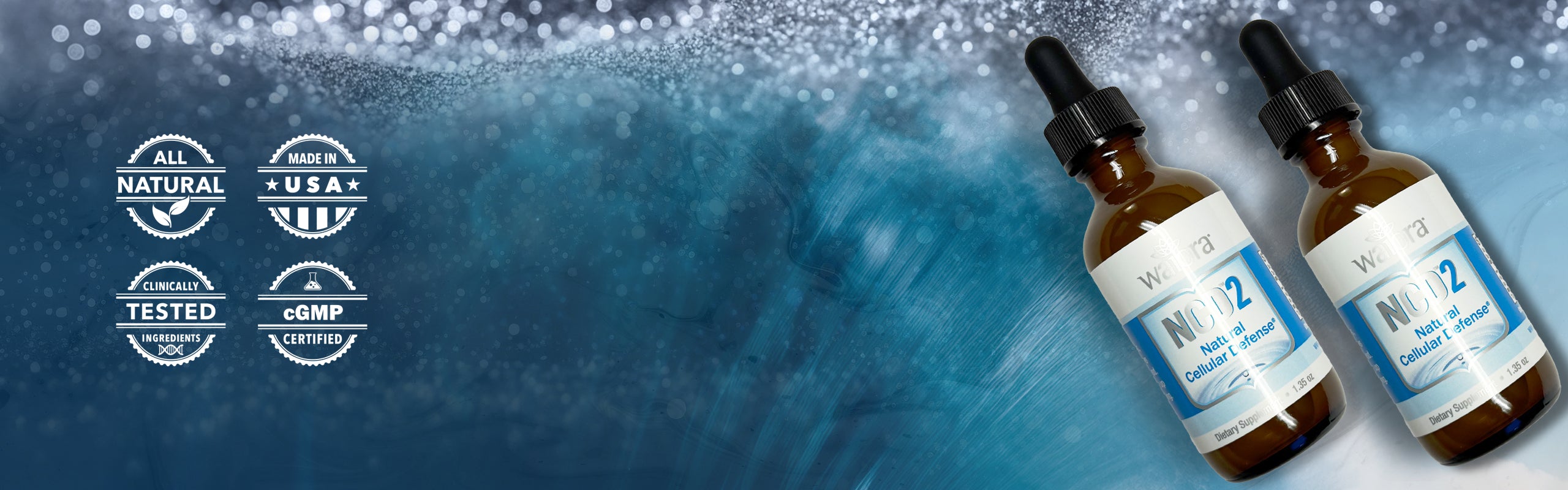 Two bottles of NCD2 1.35 oz with Dropper.